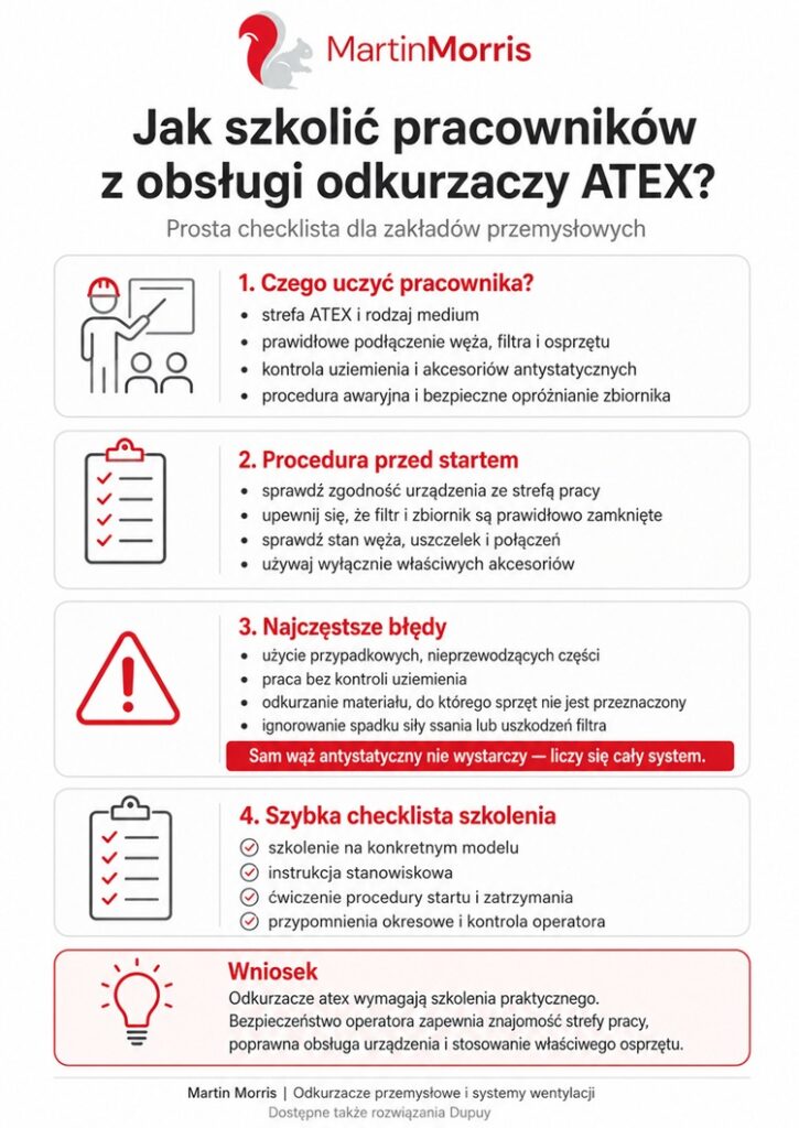 Jak szkolić pracowników z obsługi odkurzaczy ATEX