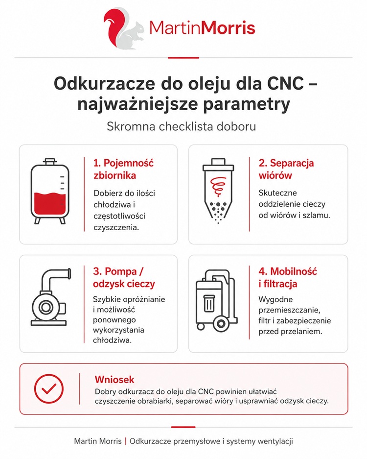 Odkurzacze do oleju dla CNC – jakie parametry są najważniejsze